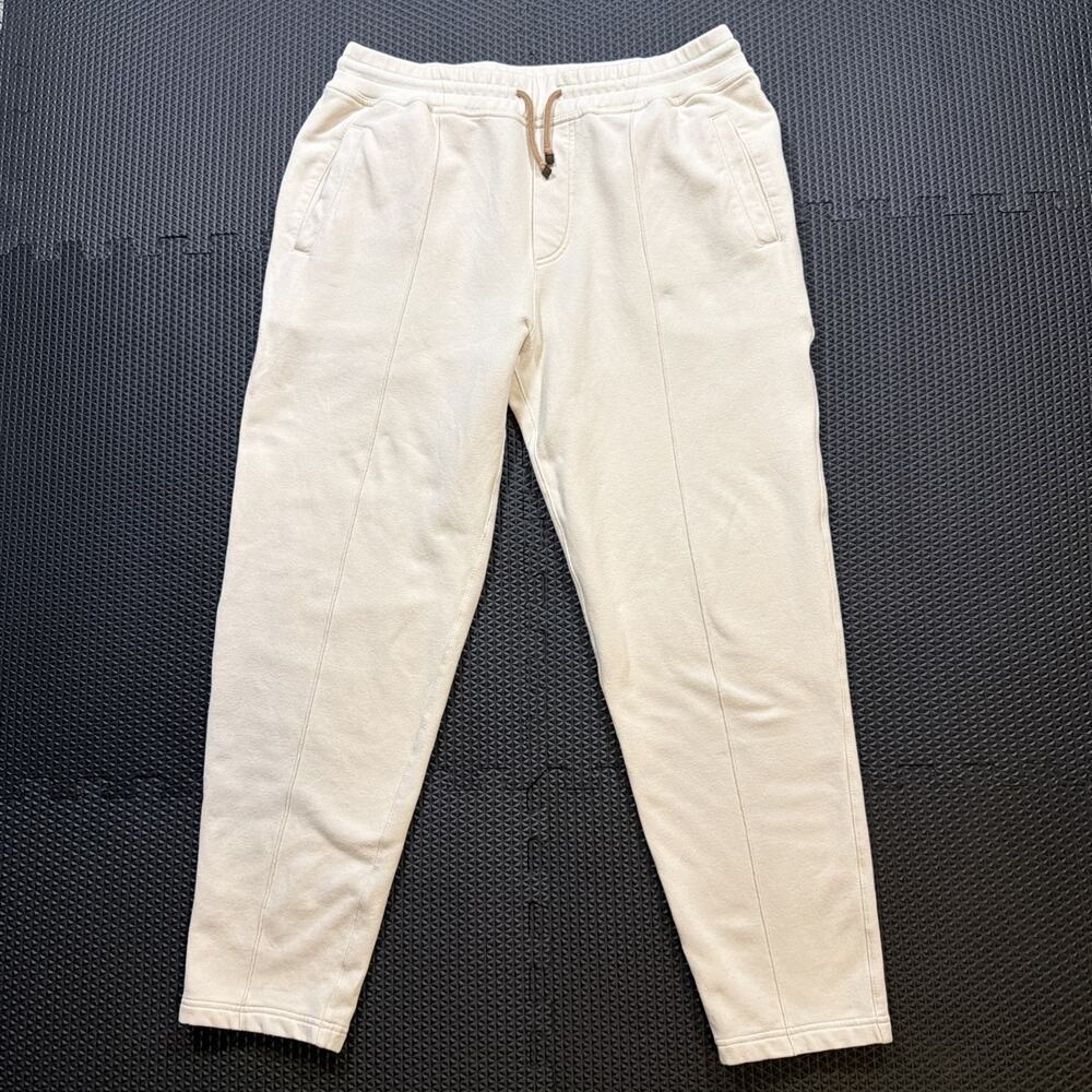 Brunello Cucinelli Mens Sz XL Cream Fleece Tailored Jogger Pants